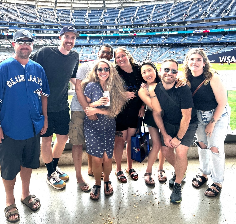 Dan Towers with his friends at a Blue Jays game